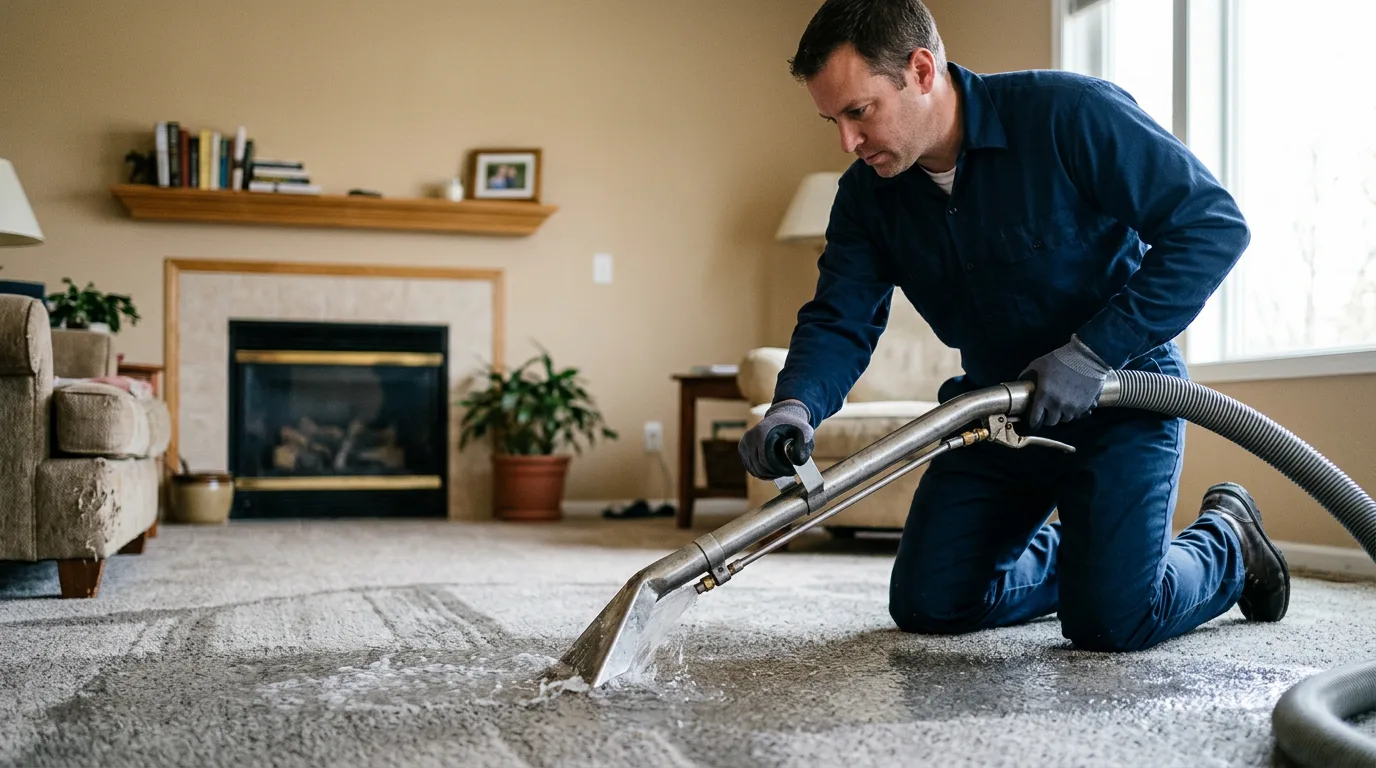 Water damage restoration technician working near Salem, IL